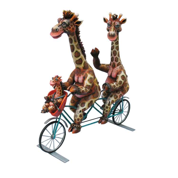 Giraffe Family on Bicycle 
